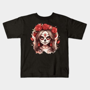 Cute Skull Girl - Halloween Design Kids T-Shirt